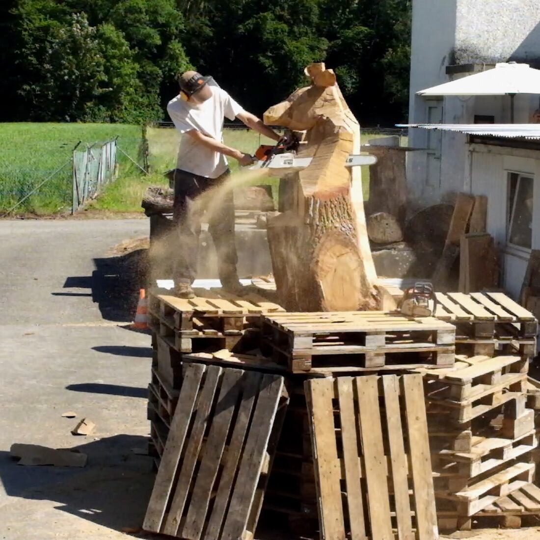 Marcel Bernet holzbildhauer figürlich holzskulptur sculptor figurative wood art kettensäge chainsaw motorsäge